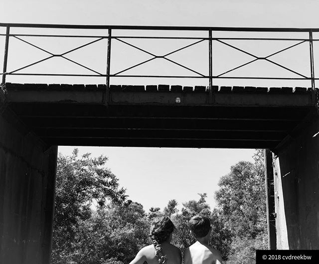 Summer boat ride under the bridge