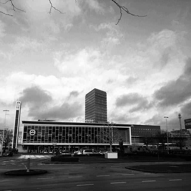 Clouds over train station