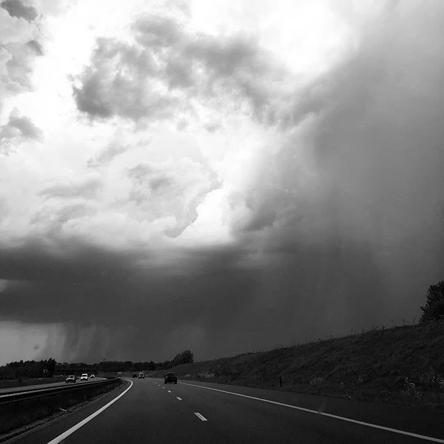 Thunderstorm on the highway