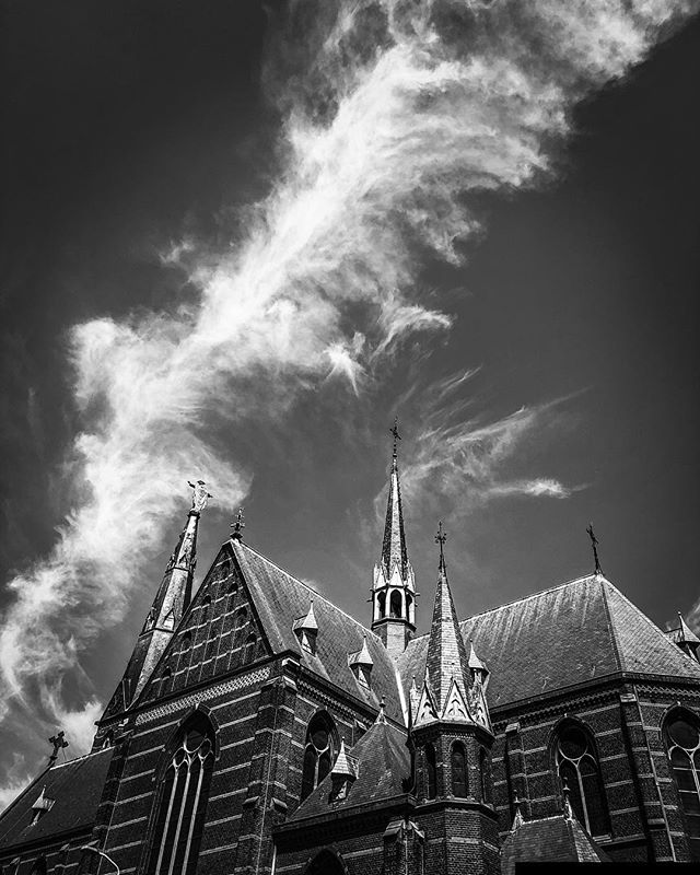 Cloud flare above church