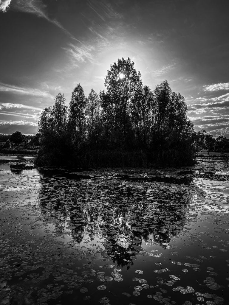 Island reflection in the evening